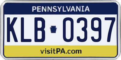 PA license plate KLB0397