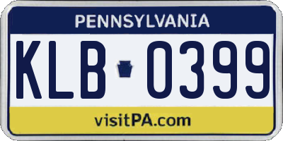 PA license plate KLB0399