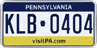 PA license plate KLB0404