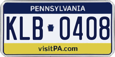 PA license plate KLB0408