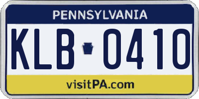 PA license plate KLB0410
