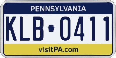 PA license plate KLB0411