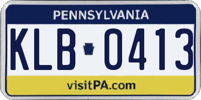 PA license plate KLB0413
