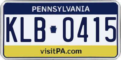 PA license plate KLB0415