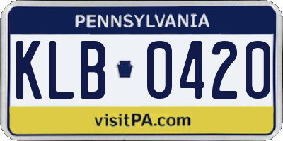 PA license plate KLB0420