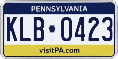 PA license plate KLB0423