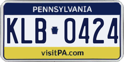 PA license plate KLB0424