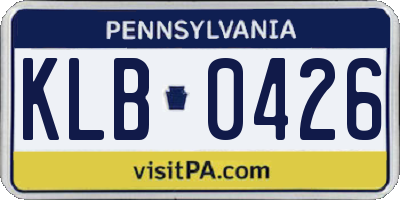 PA license plate KLB0426