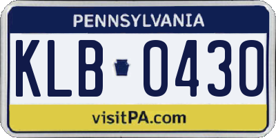 PA license plate KLB0430