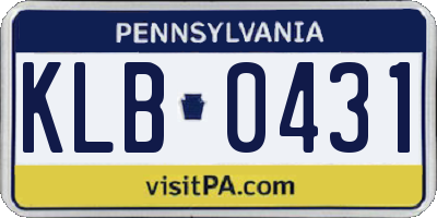 PA license plate KLB0431