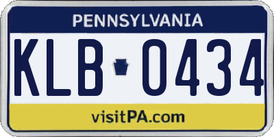 PA license plate KLB0434