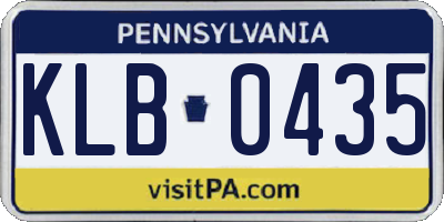 PA license plate KLB0435