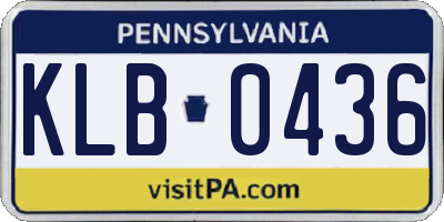 PA license plate KLB0436
