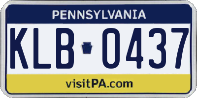 PA license plate KLB0437