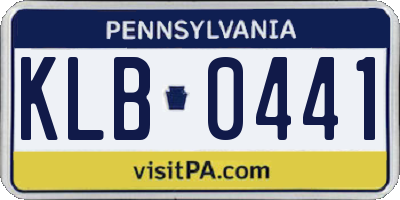 PA license plate KLB0441