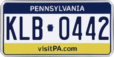 PA license plate KLB0442