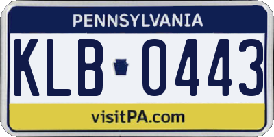 PA license plate KLB0443