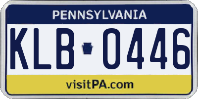 PA license plate KLB0446