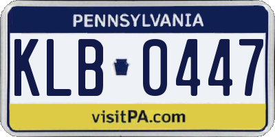 PA license plate KLB0447