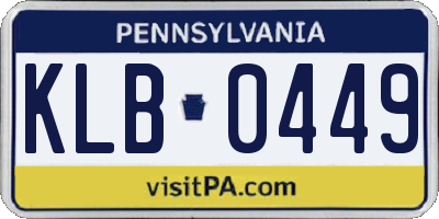 PA license plate KLB0449