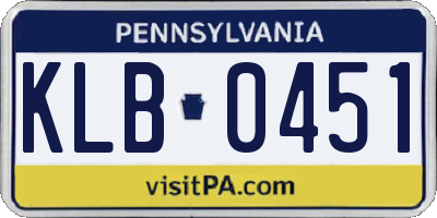 PA license plate KLB0451