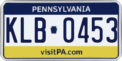 PA license plate KLB0453