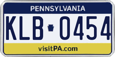 PA license plate KLB0454