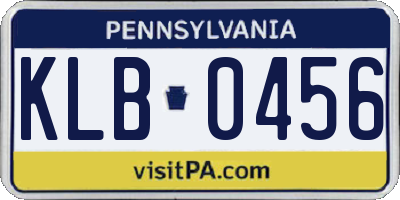 PA license plate KLB0456