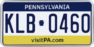 PA license plate KLB0460