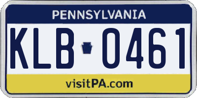 PA license plate KLB0461