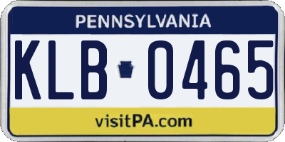 PA license plate KLB0465