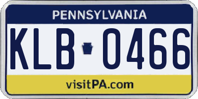 PA license plate KLB0466