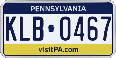 PA license plate KLB0467