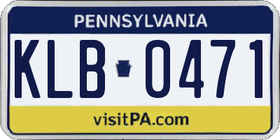 PA license plate KLB0471