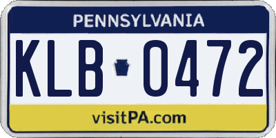 PA license plate KLB0472