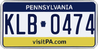 PA license plate KLB0474