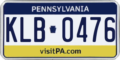 PA license plate KLB0476