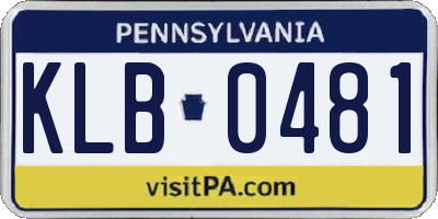 PA license plate KLB0481