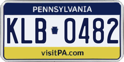 PA license plate KLB0482