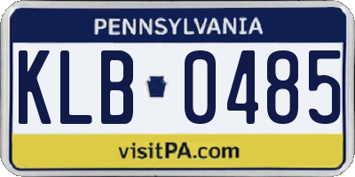 PA license plate KLB0485