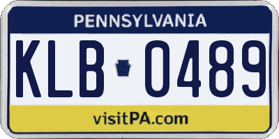 PA license plate KLB0489