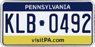PA license plate KLB0492