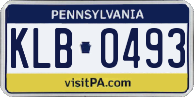 PA license plate KLB0493