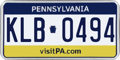 PA license plate KLB0494