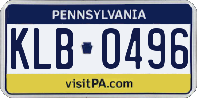 PA license plate KLB0496