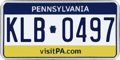 PA license plate KLB0497