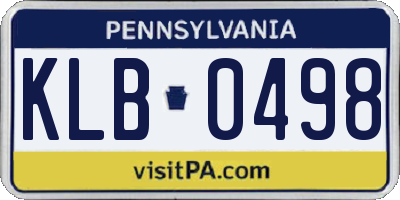 PA license plate KLB0498