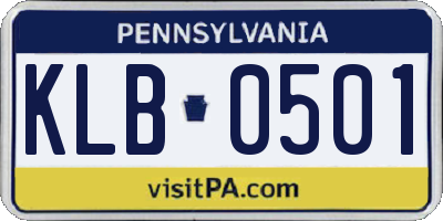 PA license plate KLB0501