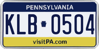PA license plate KLB0504
