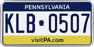 PA license plate KLB0507